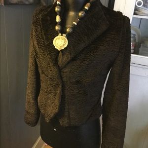Vintage fake fur vegan coat tween blazer